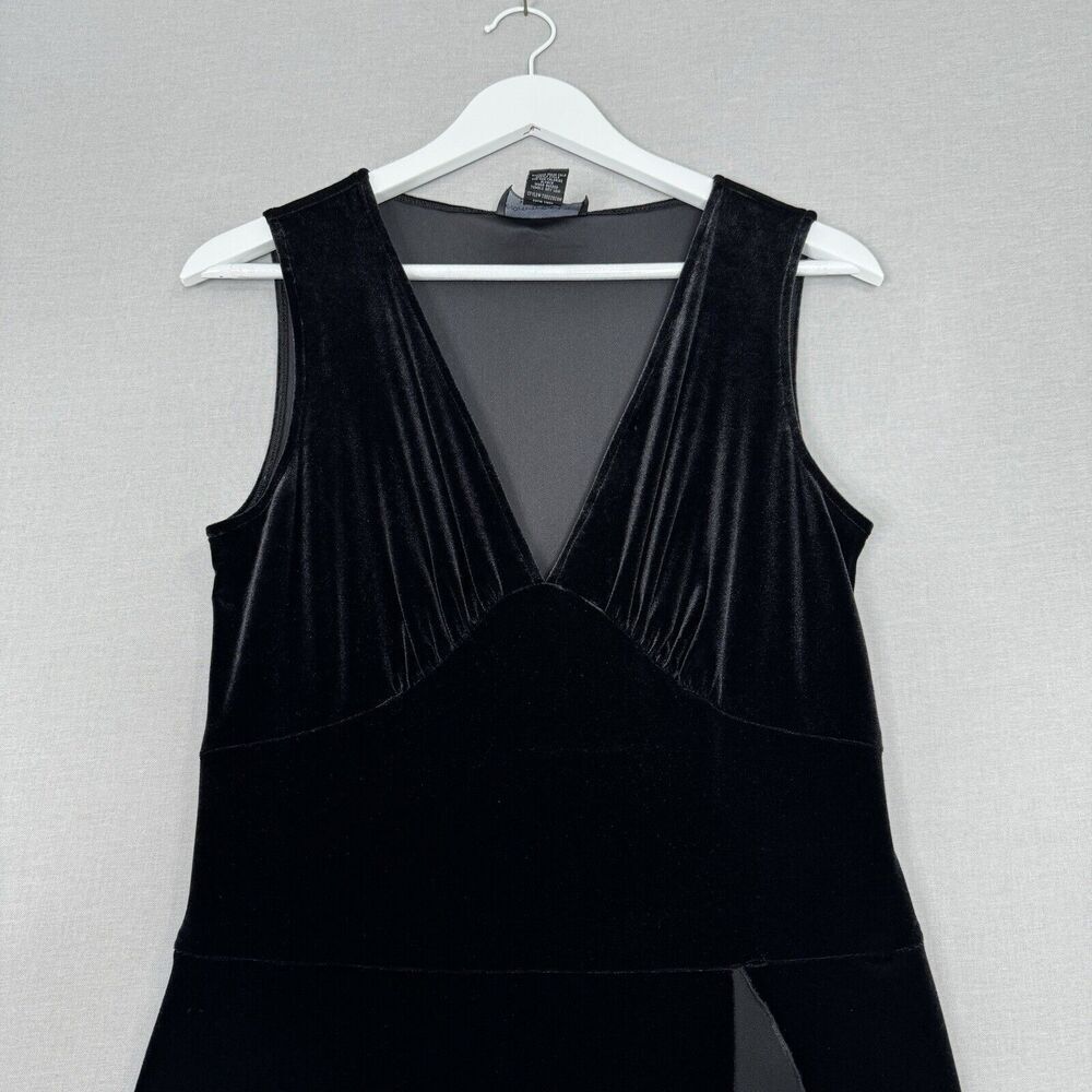Vintage Connected Womens Dress 10 Black Velvet Babydoll Midi Whimsigoth Ruffle - Picture 2 of 11